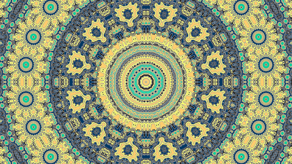 Vibrant Abstract Wallpaper with Concentric Circles & Geometric Shapes