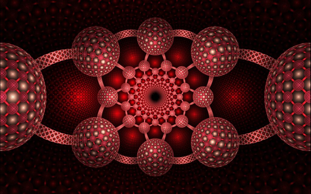 Mesmerizing Red Geometric Wallpaper with Intricate Patterns