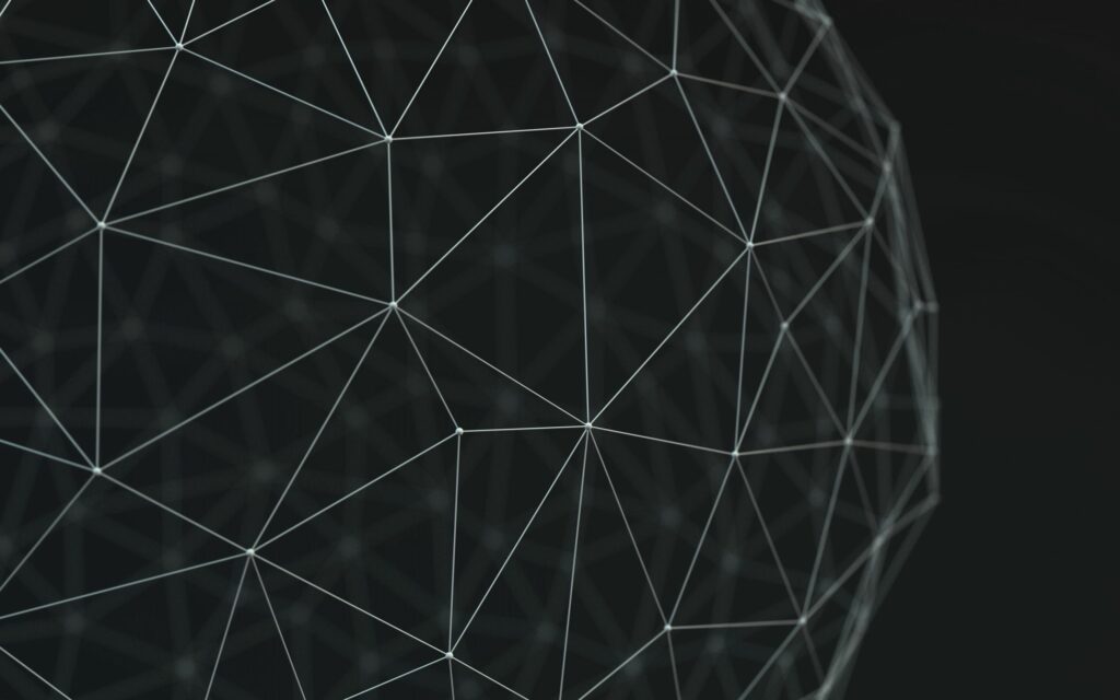 Intricate Geometric Spherical Mesh Wallpaper - Modern Dark Background