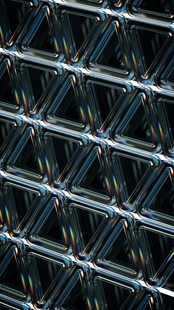 Intricate Triangle Geometric Wallpaper with Reflective Design