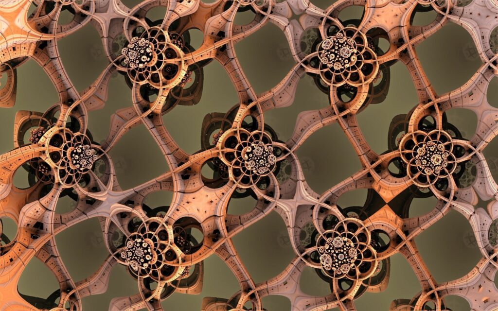 Intricate Geometric Wallpaper: Earthy Tones & Depth Illusion