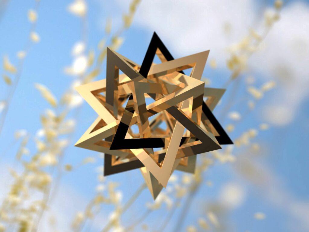 Intricate Geometric Wallpaper: Star Design on Soft Blue Background
