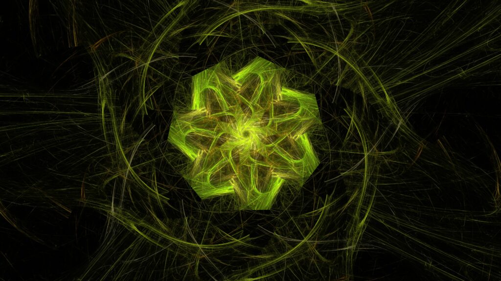 Intricate Geometric Green Thread Wallpaper on Dark Background 4K