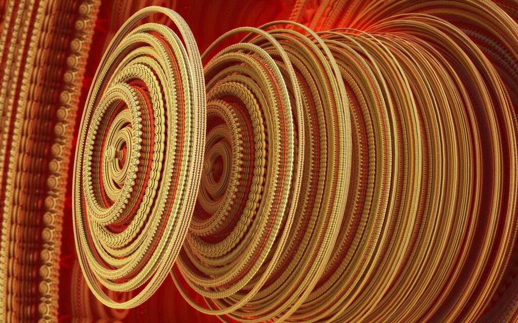 Stunning Golden Concentric Circles Wallpaper on Fiery Background