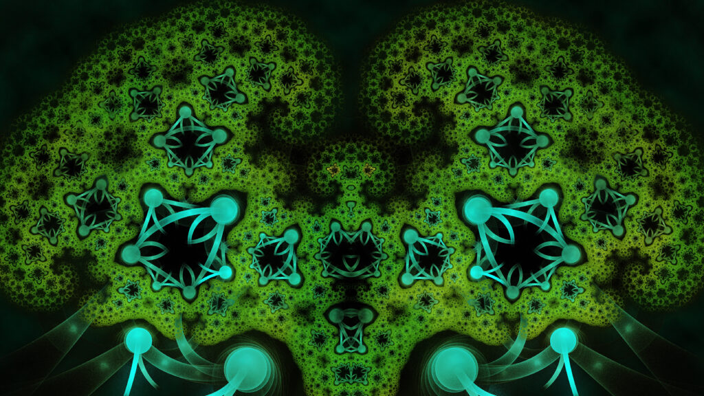 Intricate Green Abstract Wallpaper: Fractal Design Background 4800x2700