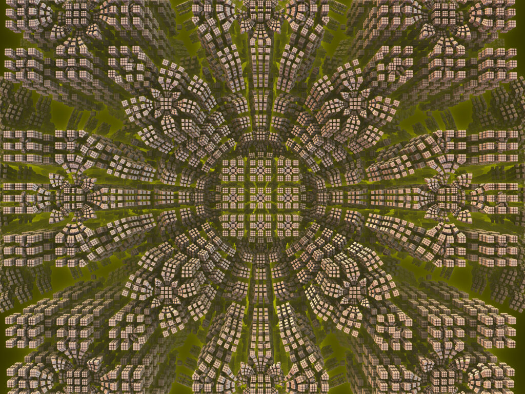 Intricate Circular Abstract Wallpaper on Green Background - 4096x3072