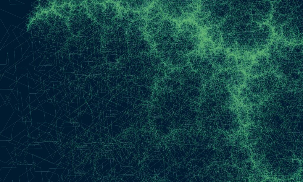 Intricate Green Abstract Wallpaper with Web-Like Geometry