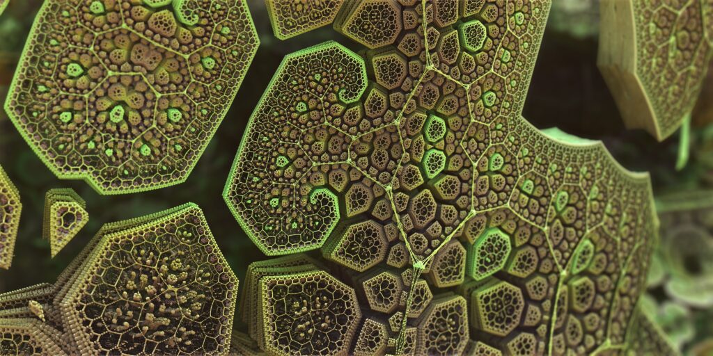 Intricate Green and Brown Fractal Wallpaper - Geometric Texture Design