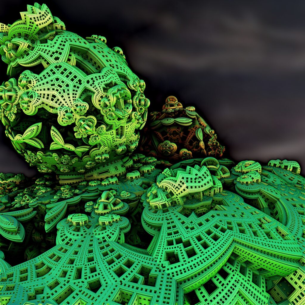Intricate Green Fractal Landscape Wallpaper - 3072x3072 Background