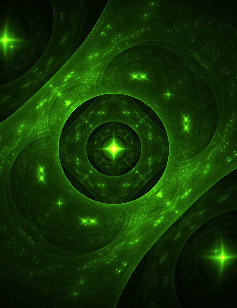 Mesmerizing Green Fractal Wallpaper with Luminous Patterns