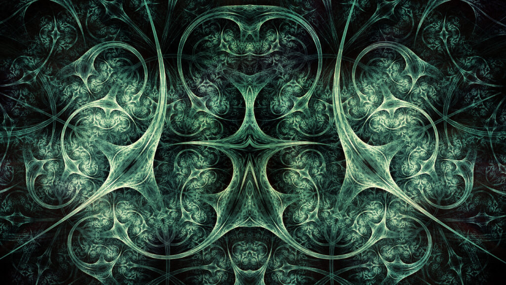 Intricate Green Fractal Wallpaper - Symmetrical Abstract Design