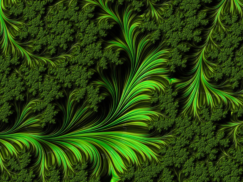 Intricate Green Fractal Pattern Wallpaper - Vibrant Digital Art Background