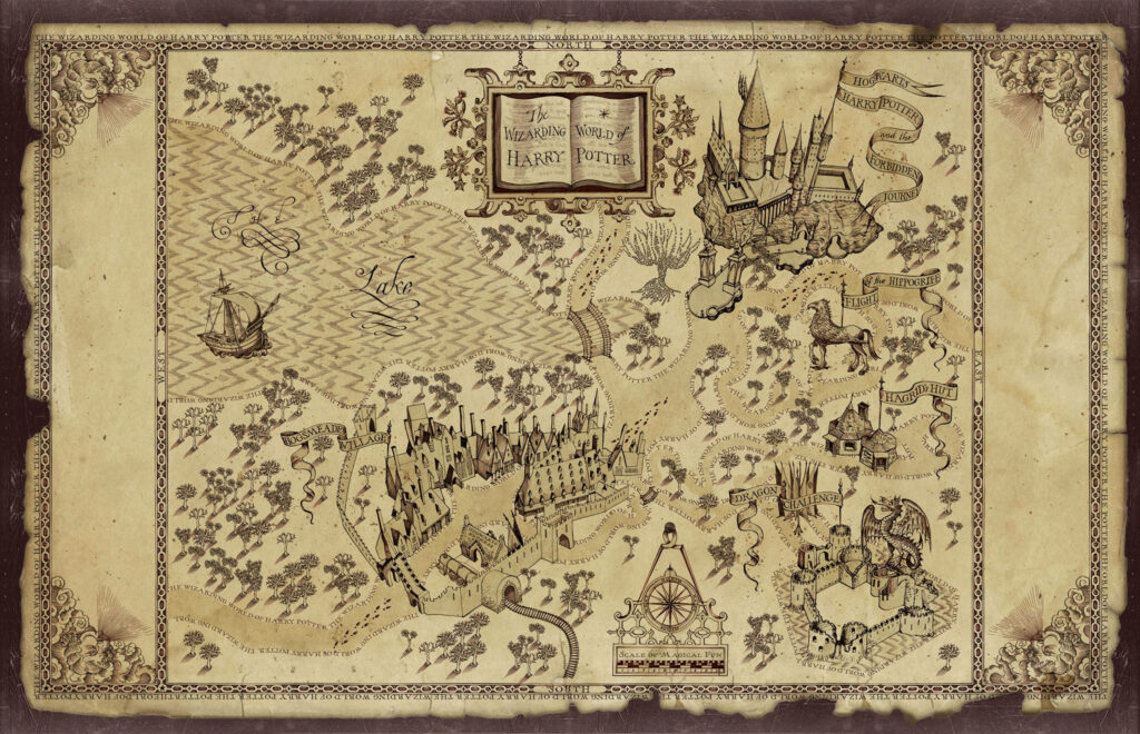 Marauder's Legacy: Vintage Hogwarts Map Immortalized in a Magical Desktop Masterpiece Wallpaper