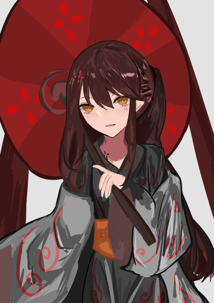 Charming Anime Wallpaper: Girl in Kimono with Umbrella Design