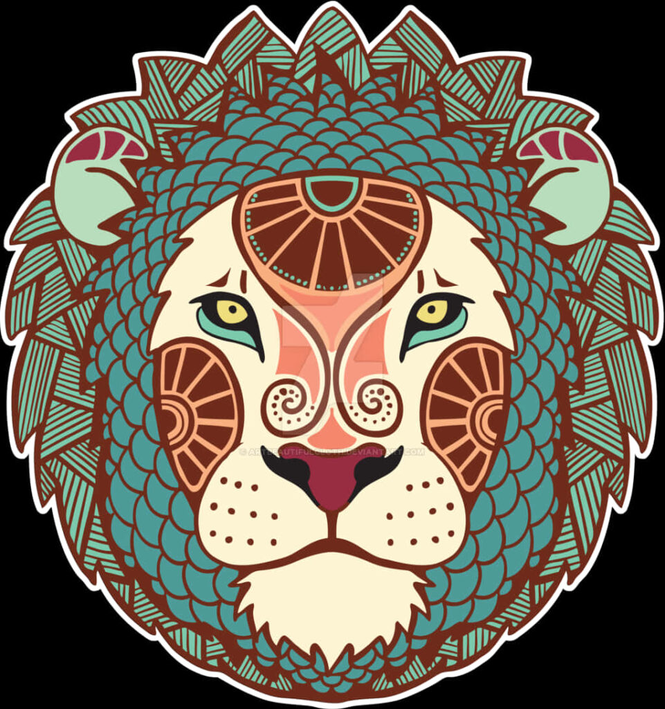 Intricate Lion Mandala Wallpaper: Vibrant Geometric Art Design
