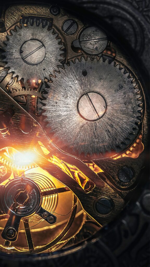 Intricate Golden Clockwork Gears - Detailed Mechanism Wallpaper