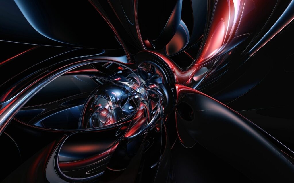 Complex Abstract Metallic Wallpaper - Dark Tones with Red Highlights