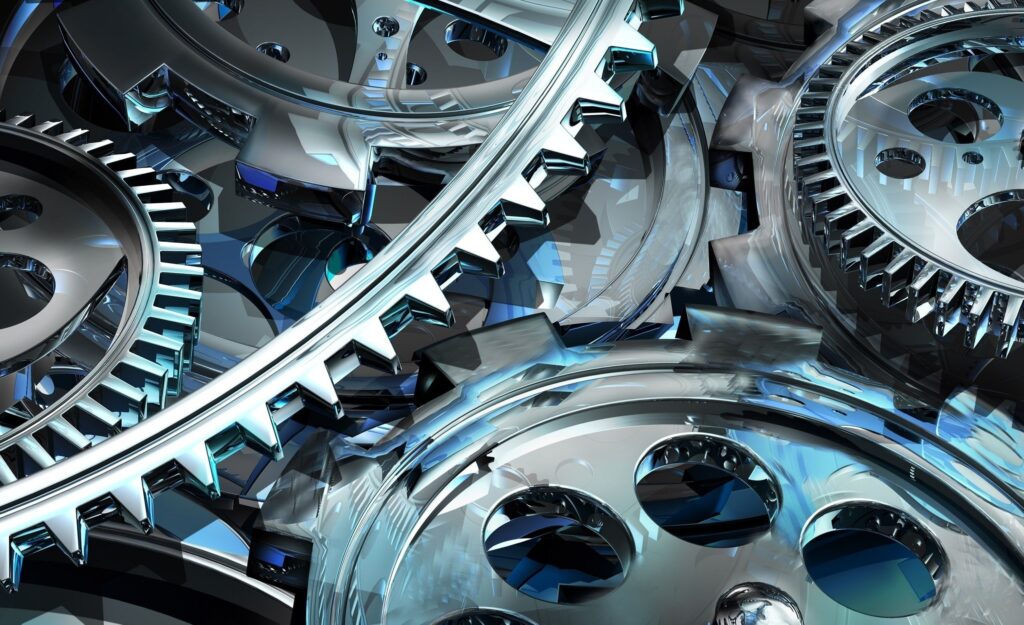 Close-Up of Intricate Metallic Gears: Artistic Industrial Wallpaper