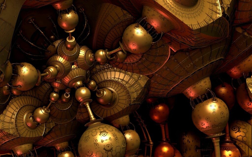 Intricate Metallic Spheres & Gears Wallpaper - Industrial Background