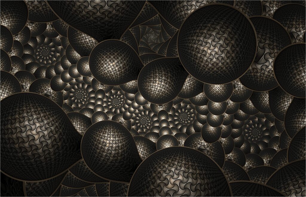 Mesmerizing Gray Abstraction: Intricate Fractal Sphere Wallpaper