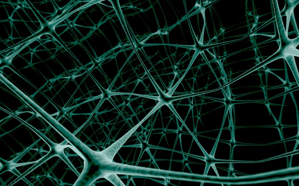 Intricate Neuron-Inspired Wallpaper: Illuminated Lines & Nodes