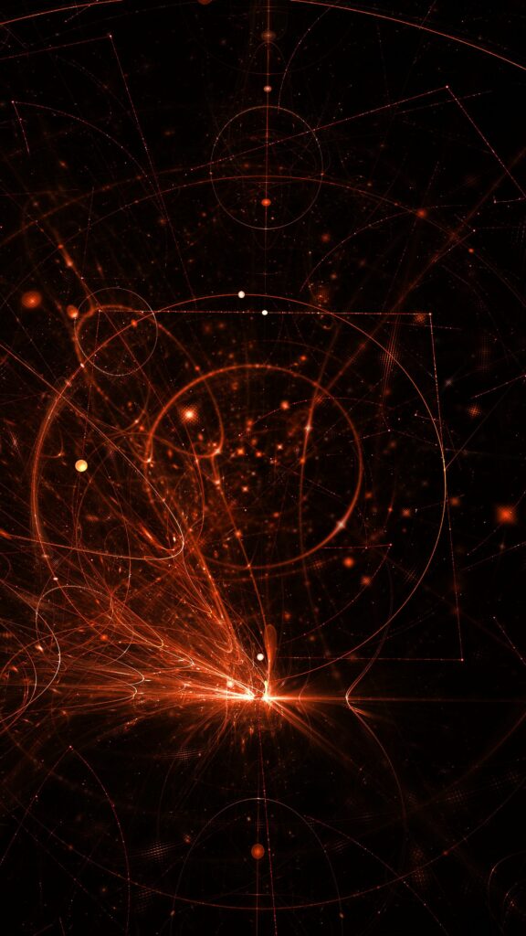 Orange Fractal Wallpaper: Cosmic Web of Glowing Energy - 2160x3840