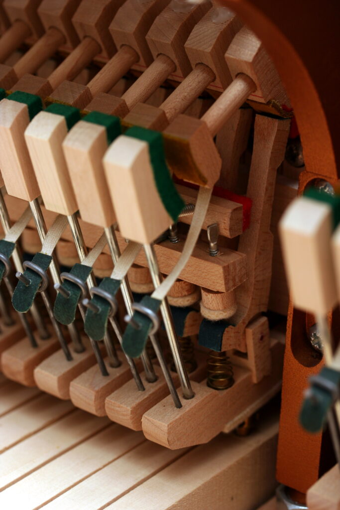 Macro Piano Wallpaper: Detailed Hammer & Key Mechanism Background