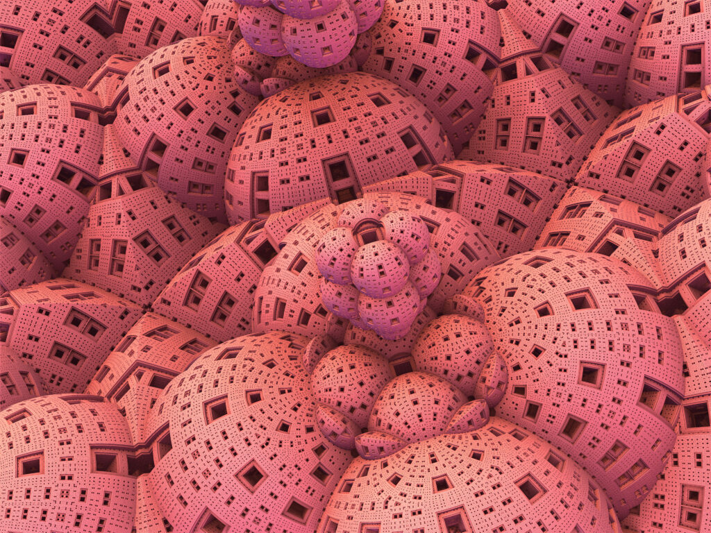Intricate Pink Abstract Wallpaper with Geometric Shapes & Depth