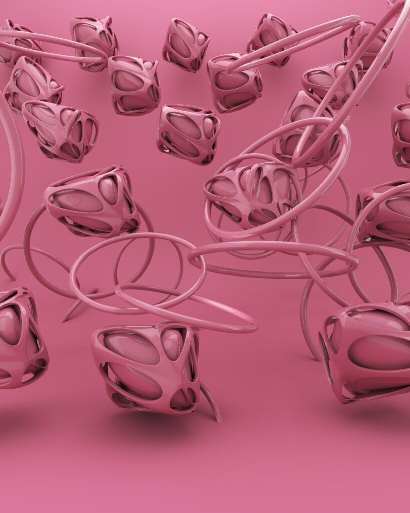 Intricate 3D Purple Abstract Wallpaper with Dynamic Shapes