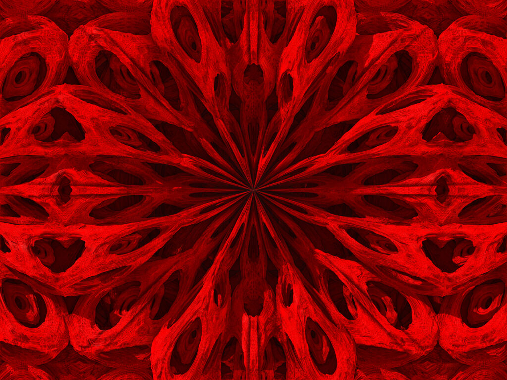 Intricate Red Abstract Wallpaper: Depth with Stripes & Shapes