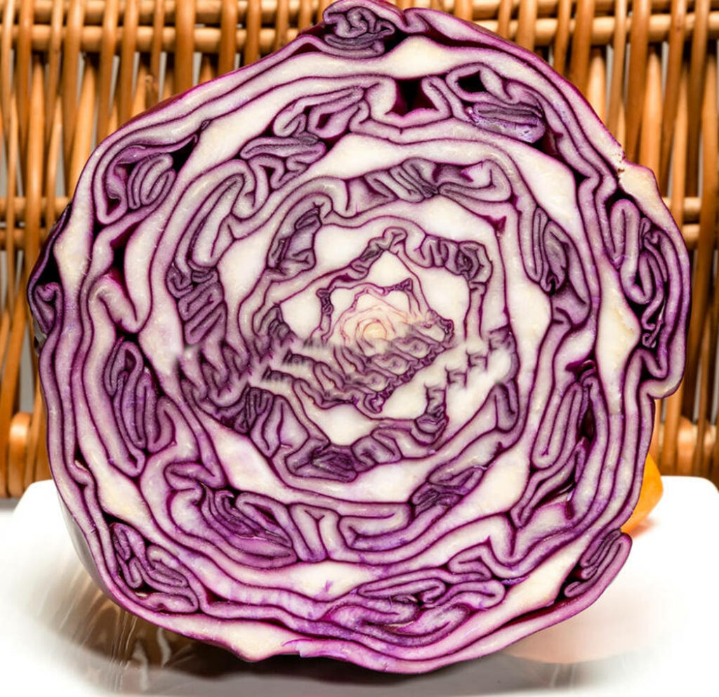 Close-Up Red Cabbage Wallpaper: Intricate Spiral Patterns in Purple