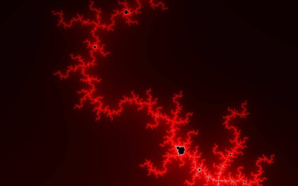 Glowing Red Fractal Wallpaper on Dark Background - Dynamic Visual Art
