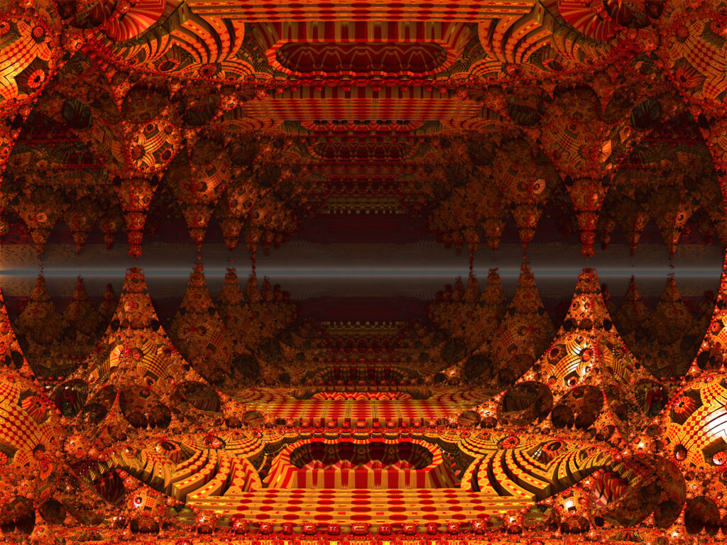 Intricate Fractal Wallpaper: Symmetrical Red & Orange Design Background