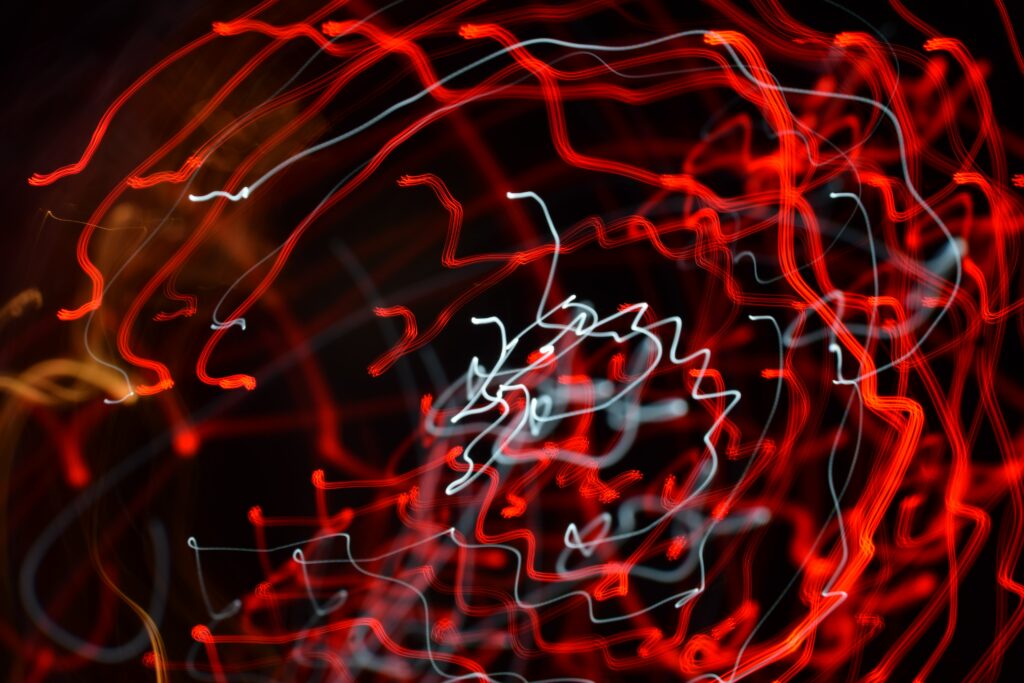 Intricate Light Streaks: Red & White Abstract Wallpaper 6000x4000