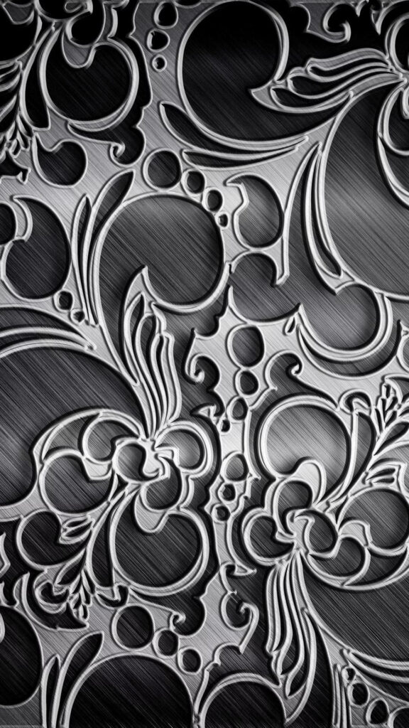 Elegant Silver Filigree 3D Wallpaper for Luxury iPhone Background