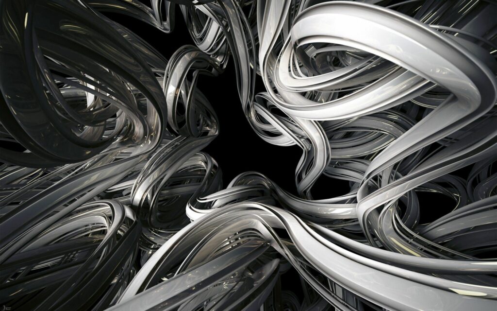 Intricate Silver Loop Wallpaper - Dynamic Abstract Background 1920x1200