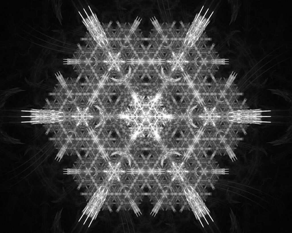 High-Resolution Snowflake Fractal Wallpaper - Dark Background Design