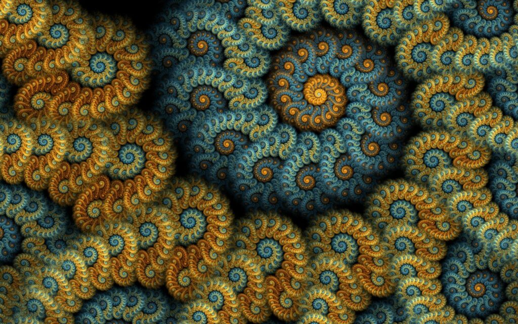 Mesmerizing Blue & Gold Spiral Pattern Wallpaper - 1920x1200