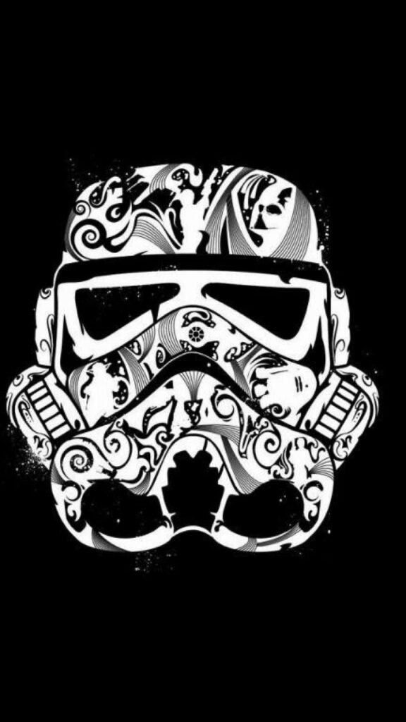 Intricate Stormtrooper Helmet Wallpaper with Street Art Patterns