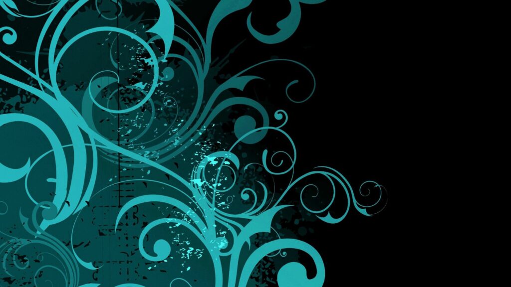 Teal Floral Wallpaper: Intricate Design on Dark Background 1920x1080