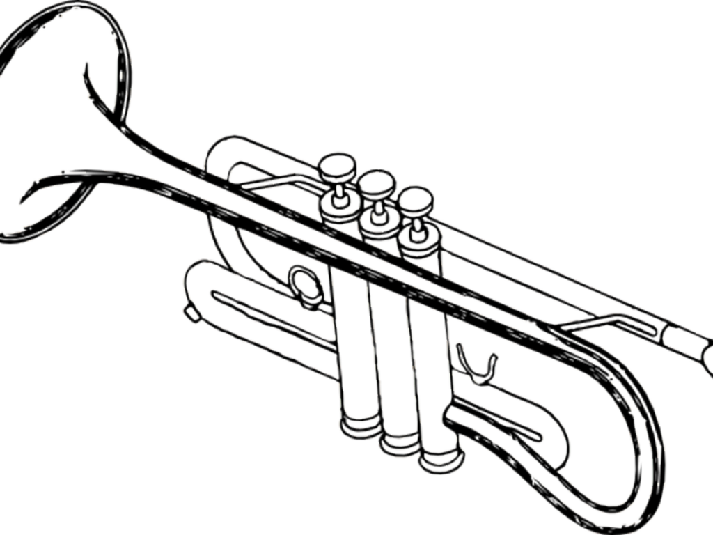 Minimalistic Trumpet Line Art Wallpaper - Vector Design PNG