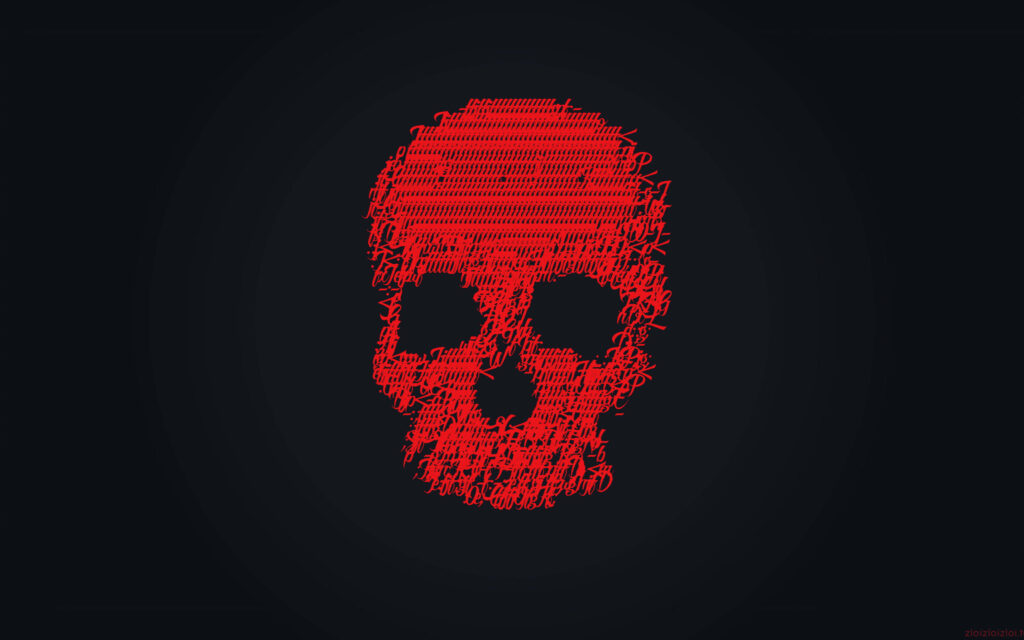 Red Lettered Skull: A Thug's Typeface-Tinted Image Wallpaper