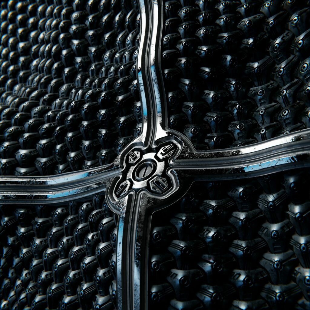 Futuristic Metallic Surface Wallpaper: Intricate Textured Design