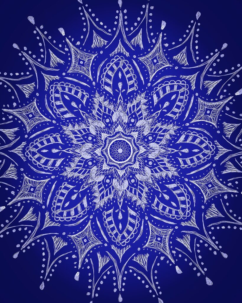 Intricate White Mandala on Deep Blue Wallpaper - 3072x3840