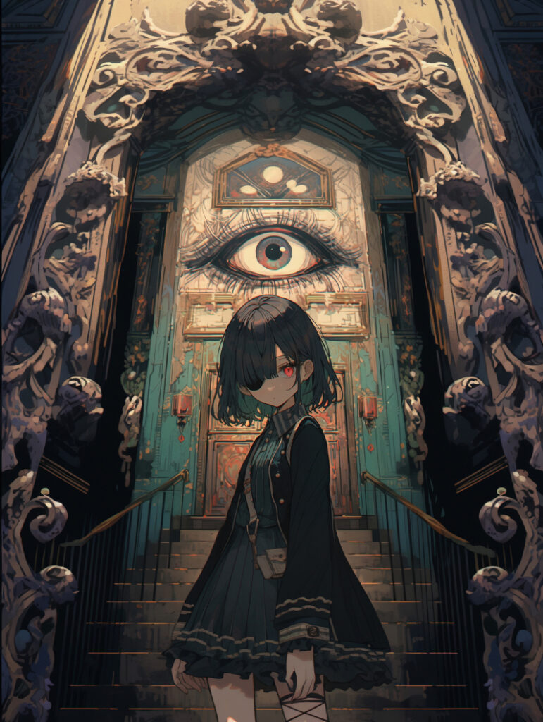 Anime Wallpaper: Mysterious Girl by Ornate Eye Door