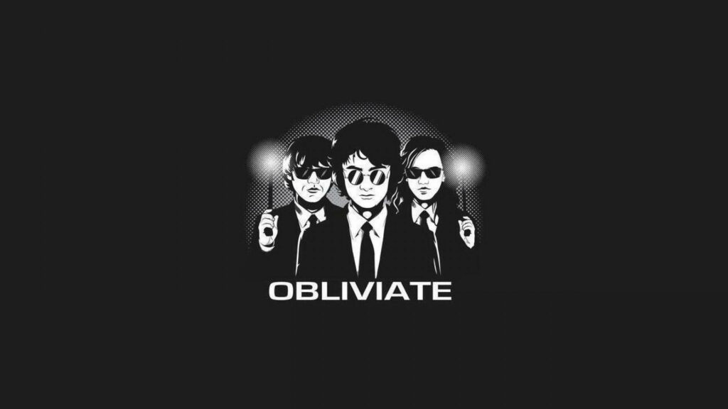 Intriguing Black & White Wallpaper: Mysterious Figures & OBLIVIATE