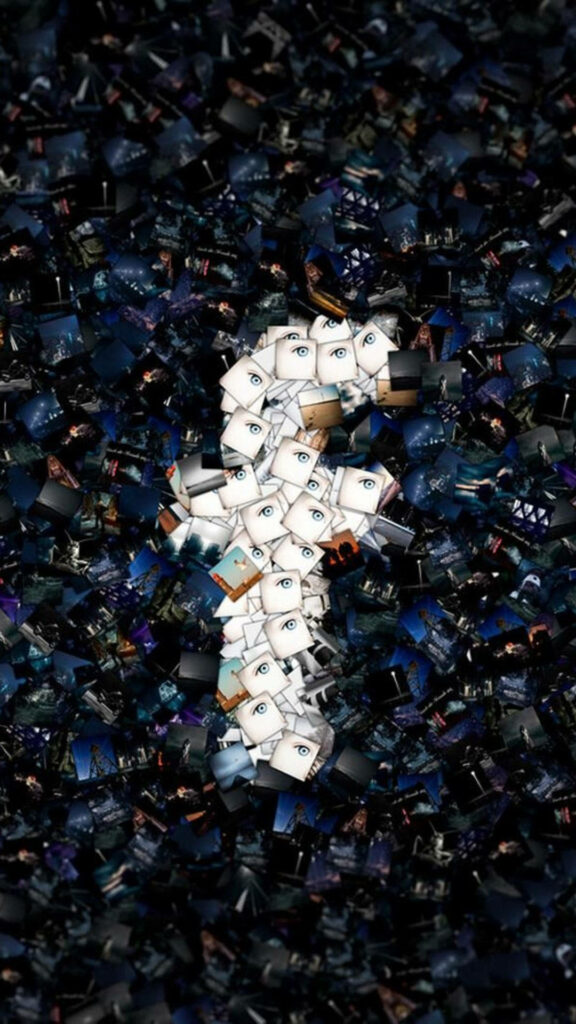 Intriguing Question Mark Wallpaper: Eyes Amid Dark Collage Design