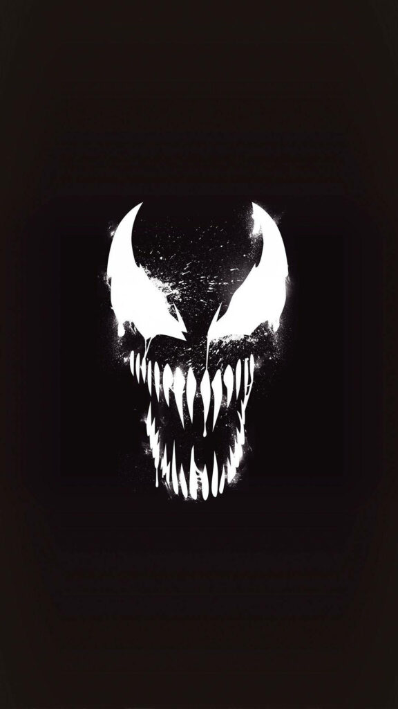 Venom's Eerie Visage: A Minimalistic Monochrome iPhone Wallpaper