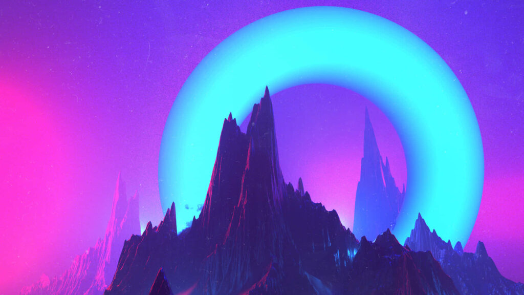 Vaporwave Neon Gradient Mountains Background Wallpaper
