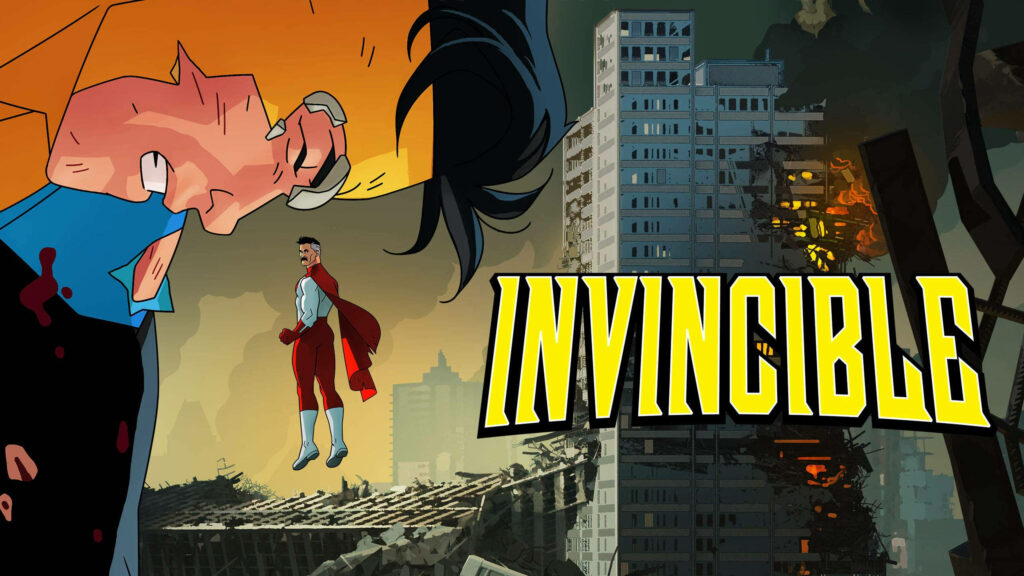 Fatherly Lessons: Immortal Power Unleashed in Invincible - Epic Mark and Omni-man Father-Son Duo Wallpaper